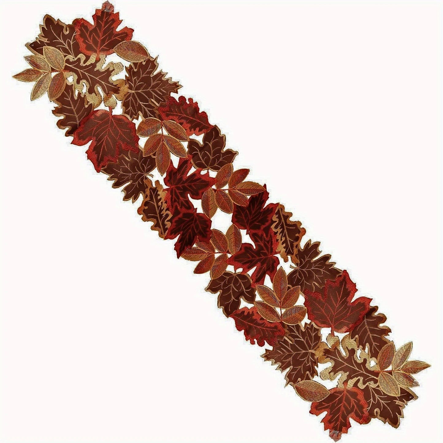 Rustic Maple Leaf Embroidered Table Runner