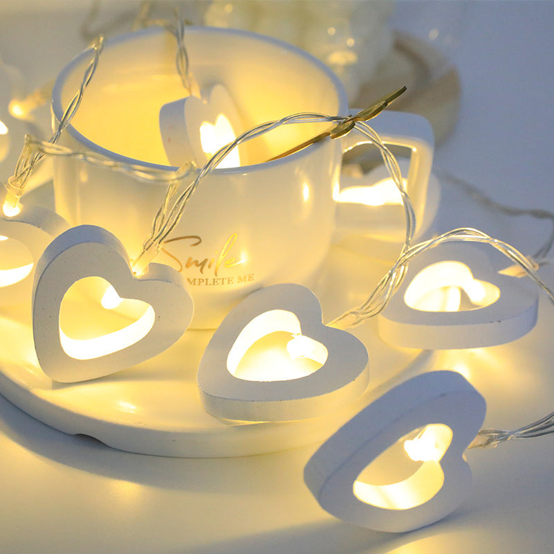 LED Wooden Heart String Lights