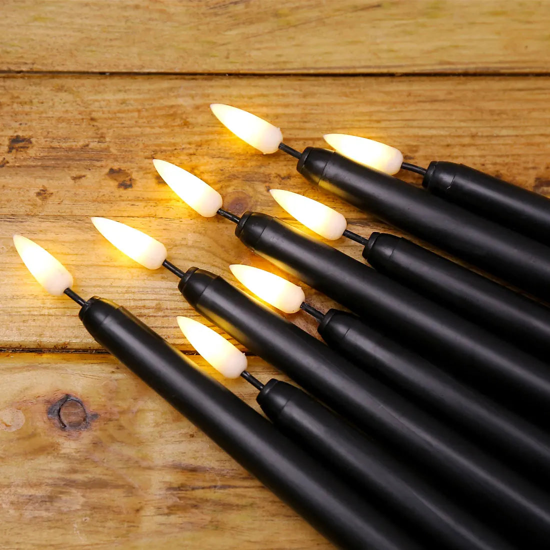 No Flame Black Candle Set