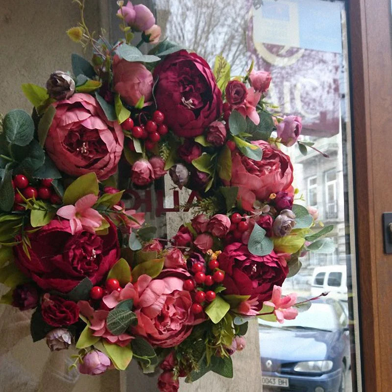 Silk Peony Wreath