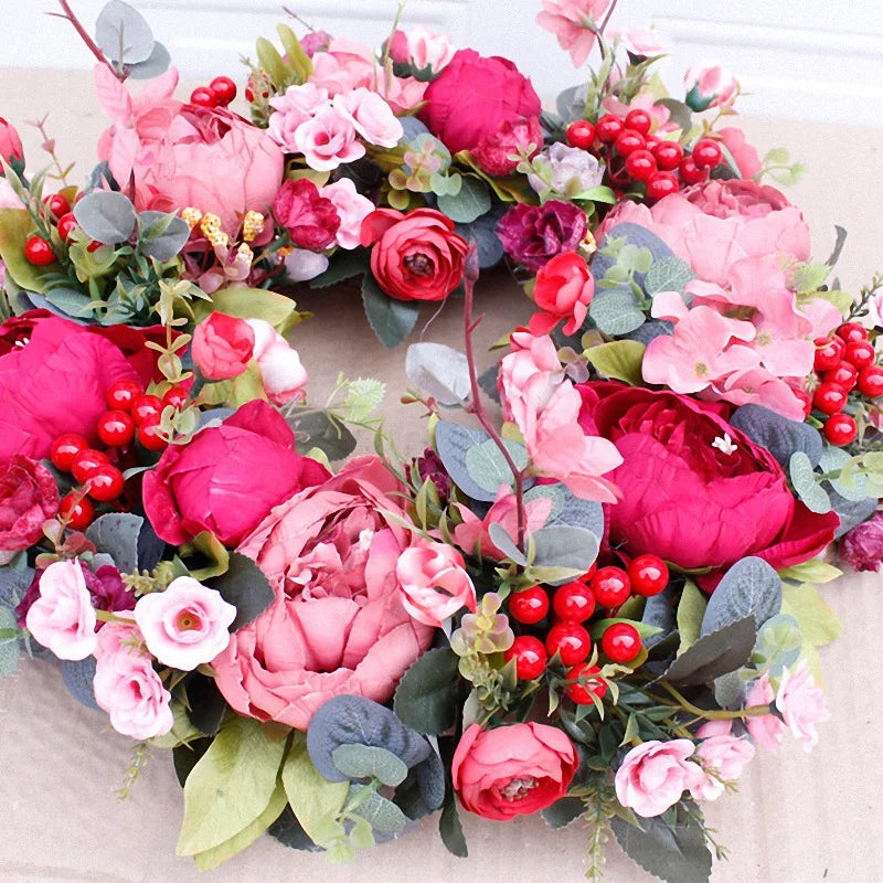 Silk Peony Wreath