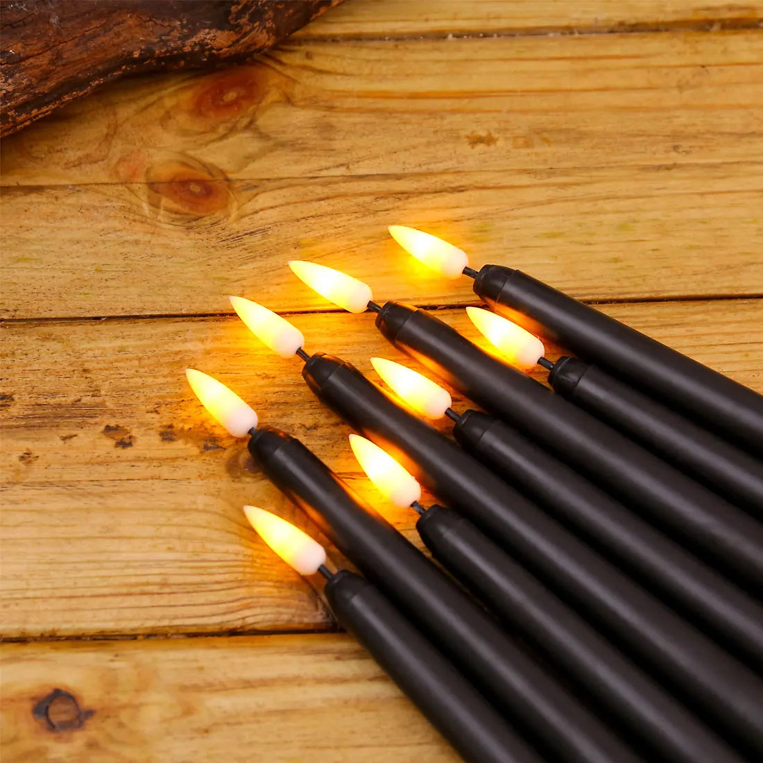 No Flame Black Candle Set