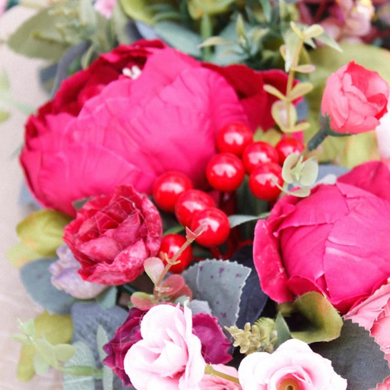 Silk Peony Wreath