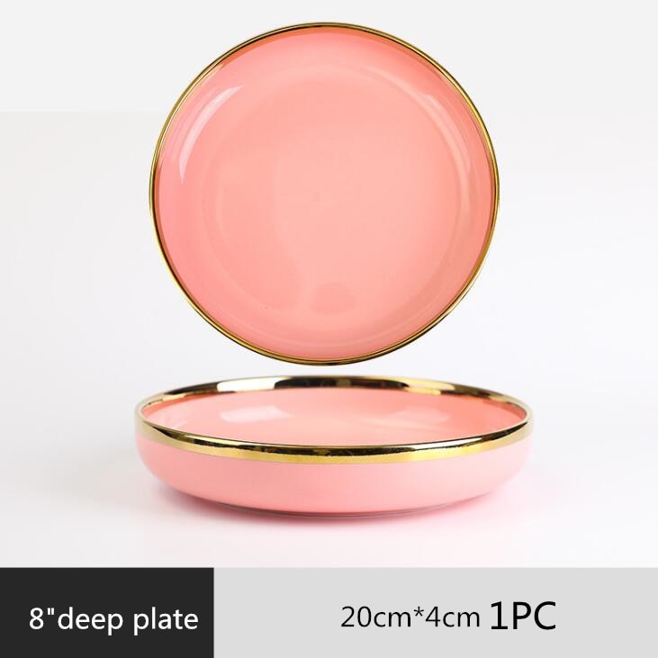 Pink Ceramic Gold Lined Dinnerware