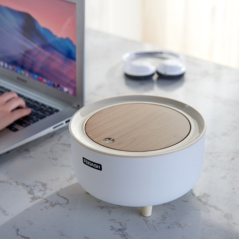 desktop trash can with lid