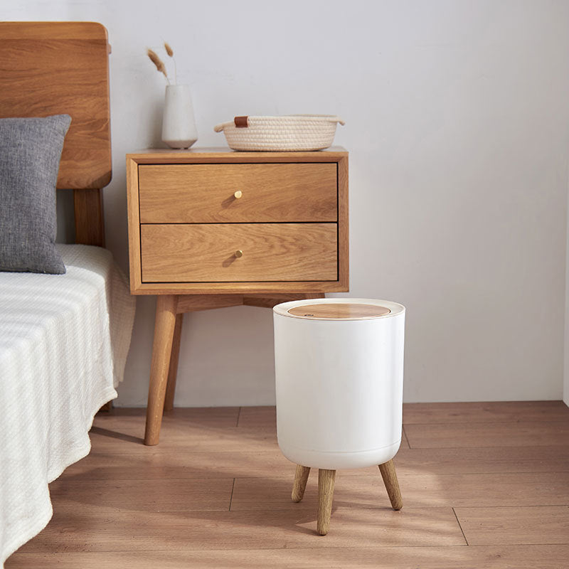 wooden trash can with lid
