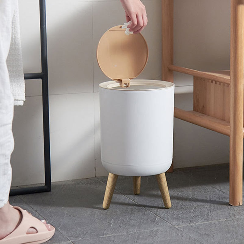 wood trash can for kitchen