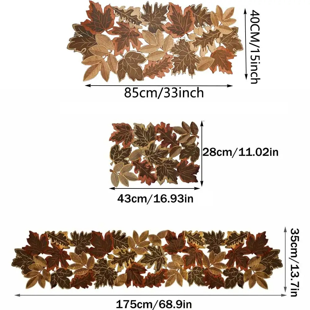 Rustic Maple Leaf Embroidered Table Runner