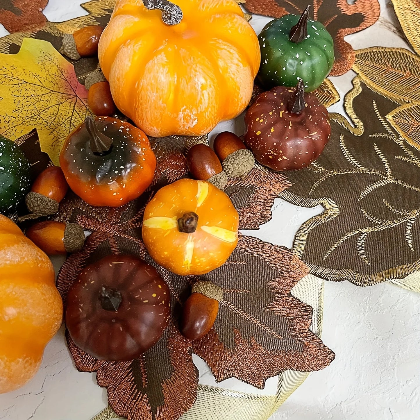 Rustic Maple Leaf Embroidered Table Runner