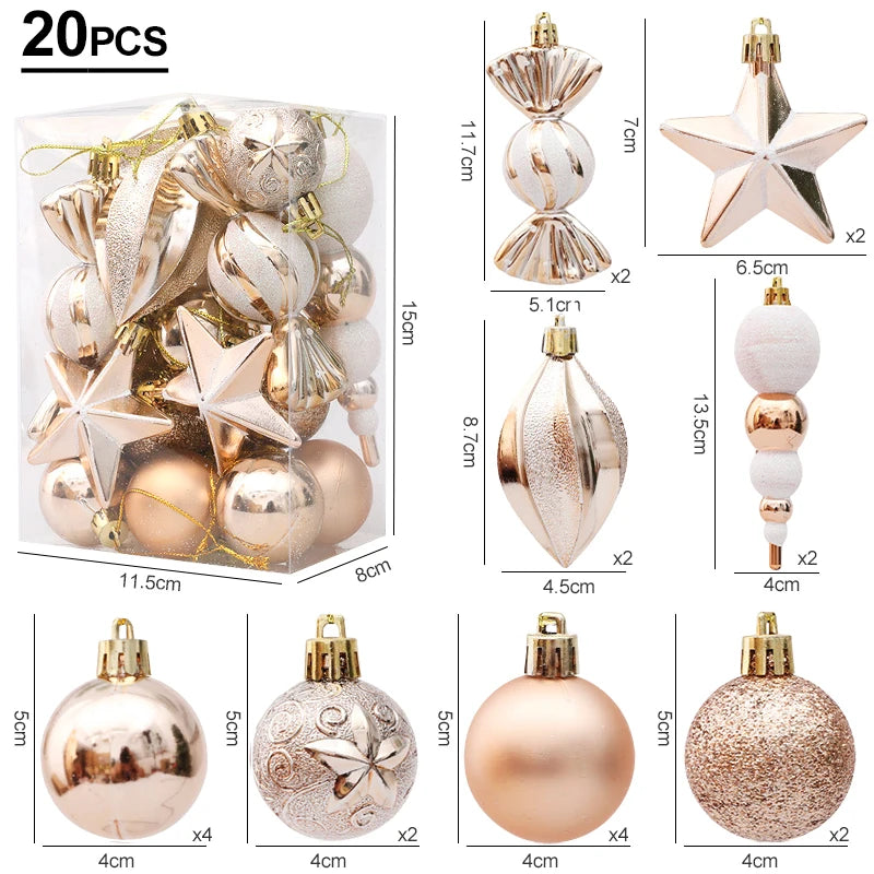 Rose Gold Holiday Ornament Set