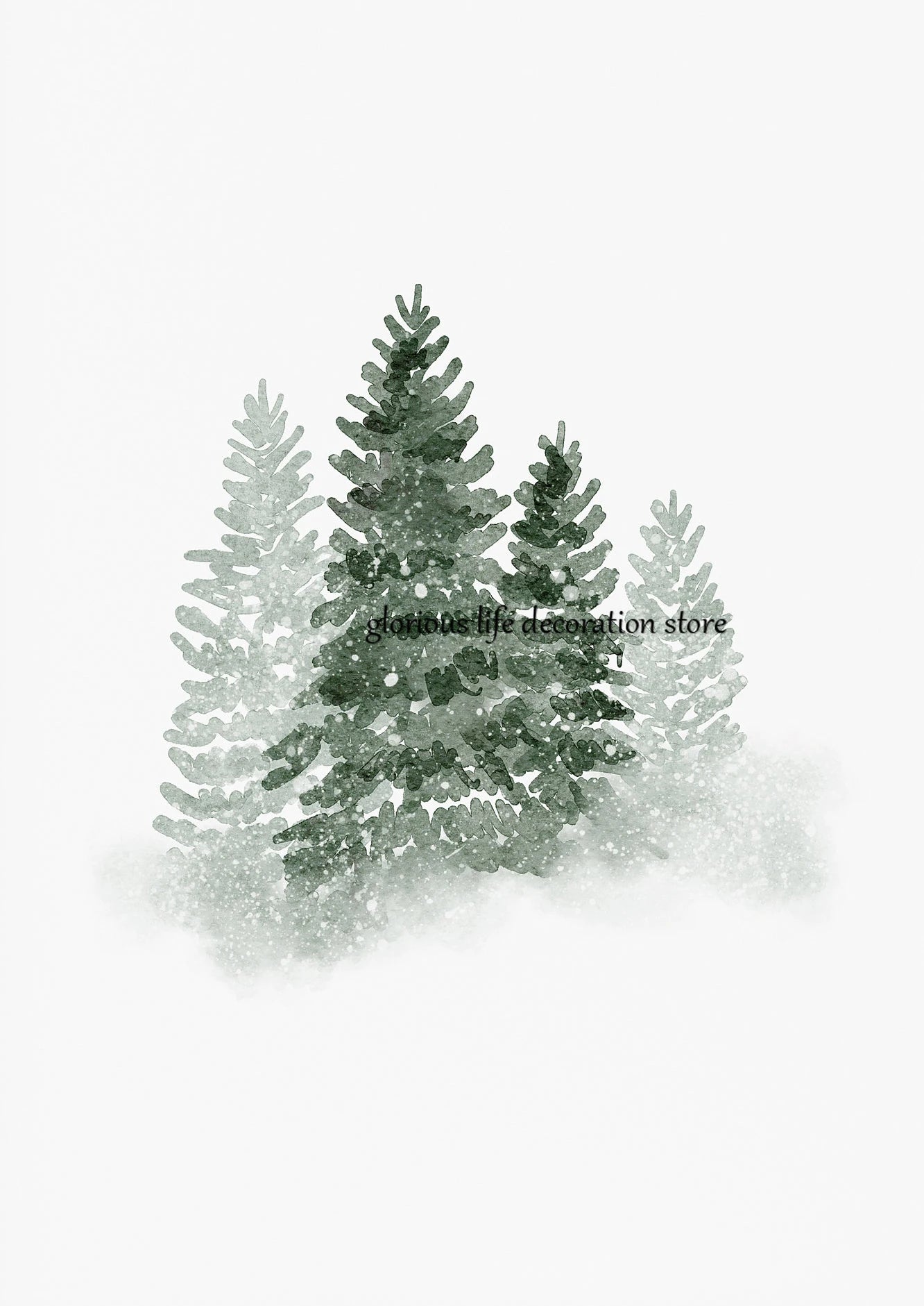 Watercolor Evergreen Canvas