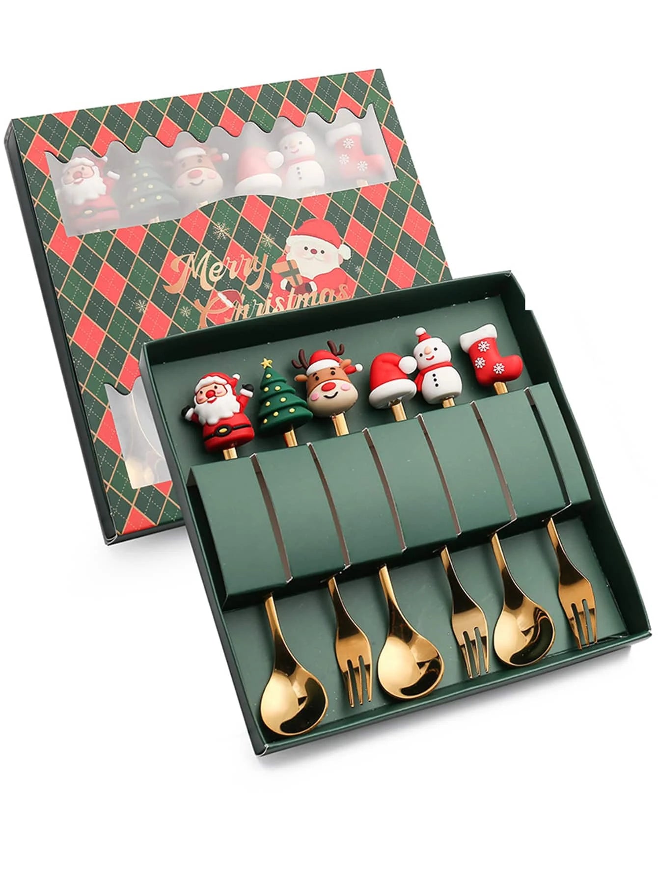 Christmas Stirrers and Forks Set (4 or 6Pcs)