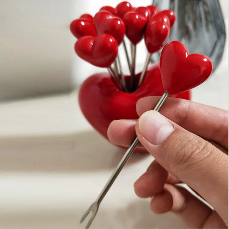 Heart Shaped Fruit Fork Set