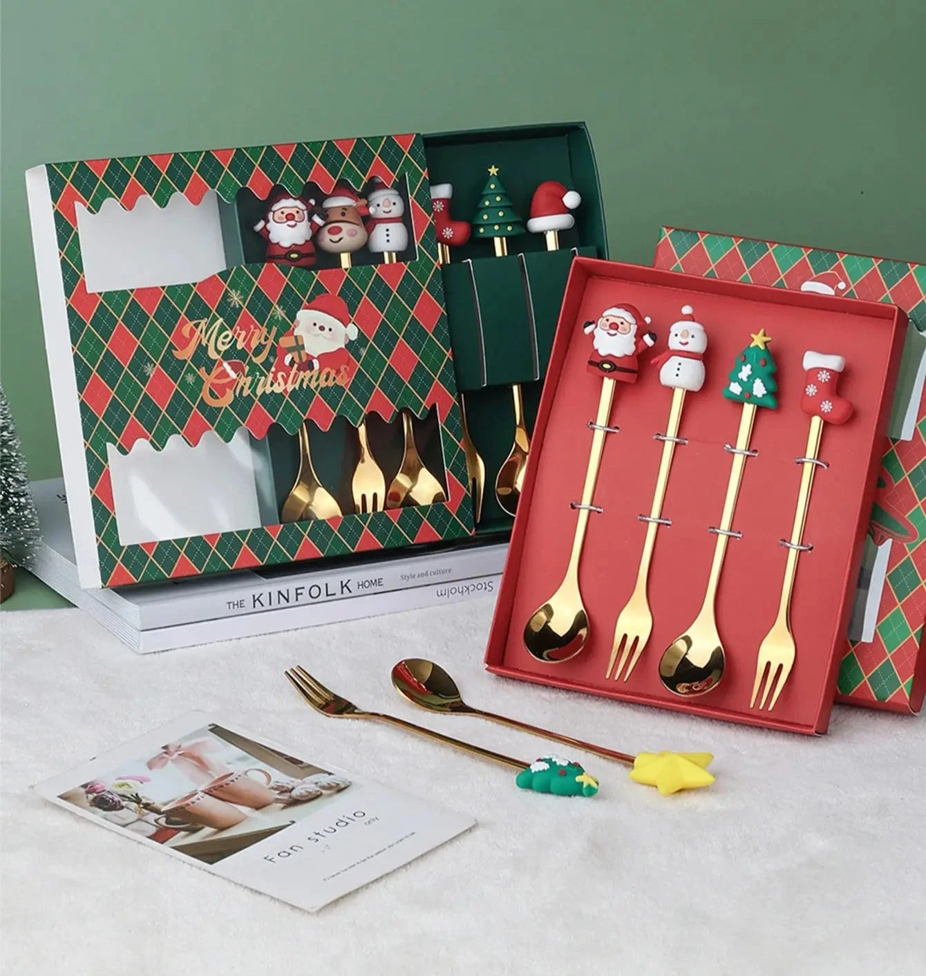 Christmas Stirrers and Forks Set (4 or 6Pcs)