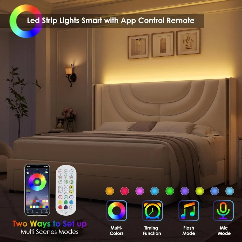 Contemporary LED Queen Bed Frame