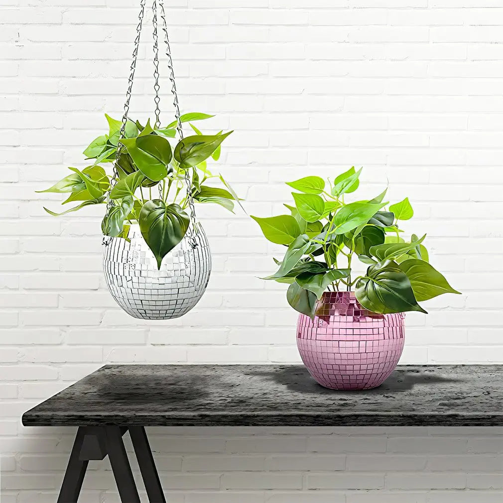 Mini Disco Ball Hanging Flower Pot