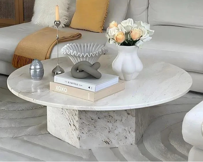 Round marble coffee table 