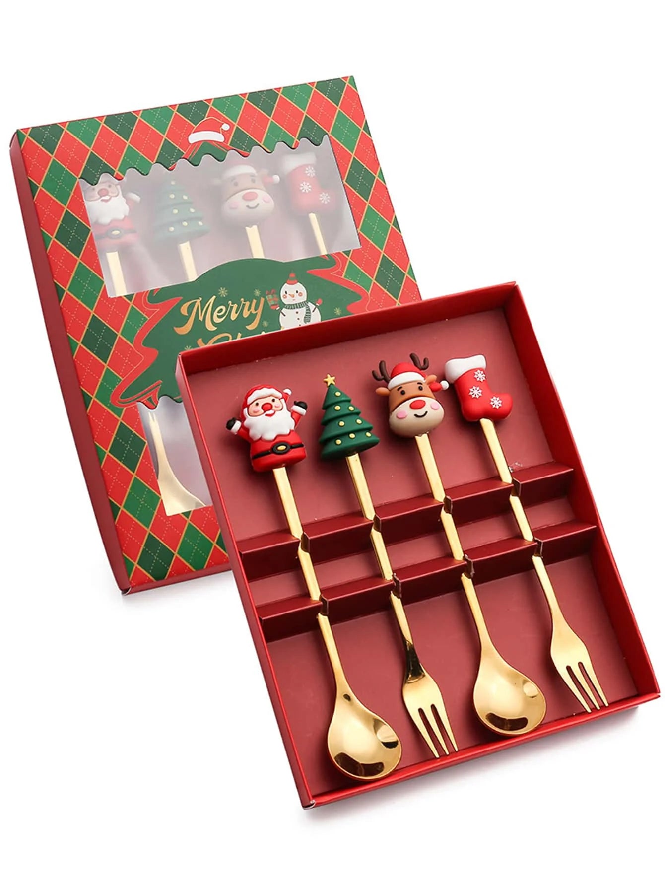 Christmas Stirrers and Forks Set (4 or 6Pcs)