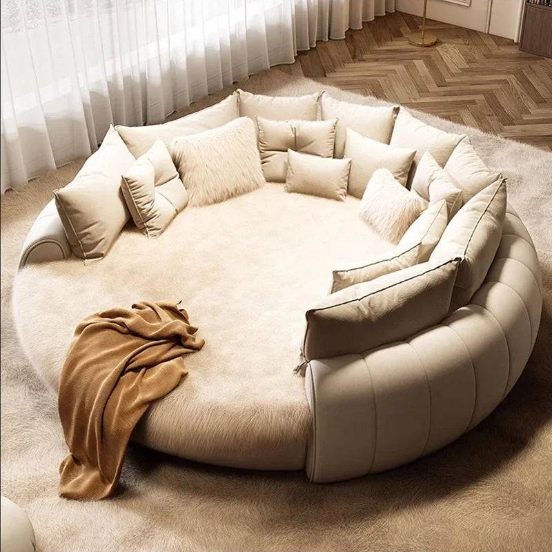 Round beige sofa