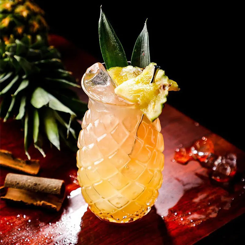 pineapple cocktail glass nearby