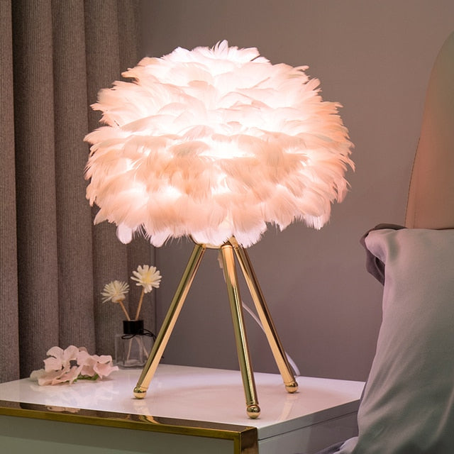 feather lamp table