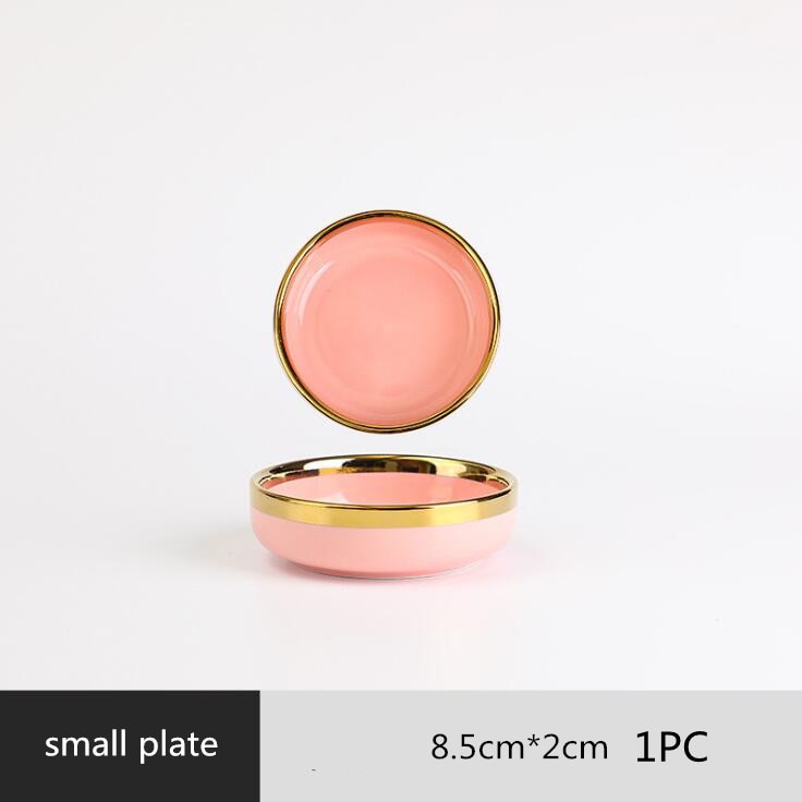 Pink Ceramic Gold Lined Dinnerware