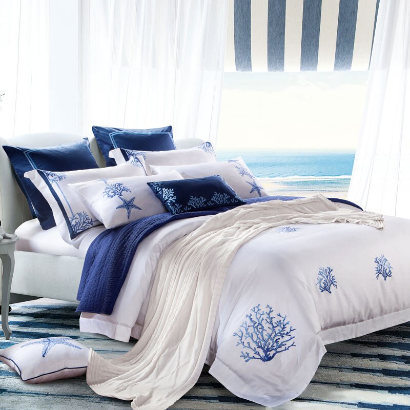 Embroidered Nautical Bedding Set