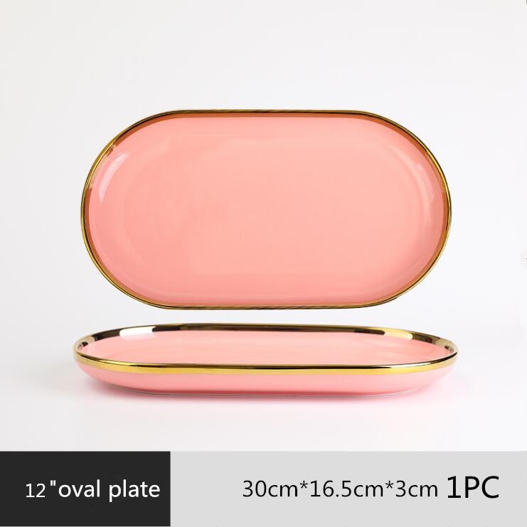 Pink Ceramic Gold Lined Dinnerware