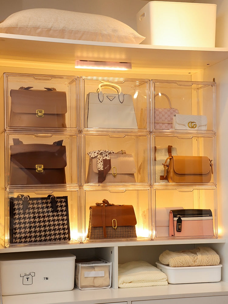 storage for purses in closet