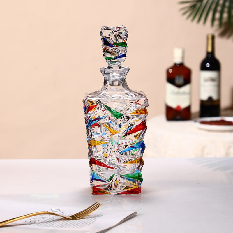 vintage colored glass decanter