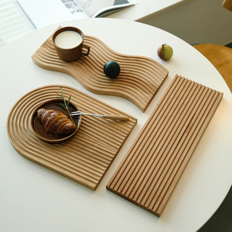 rippled wood serving tray
